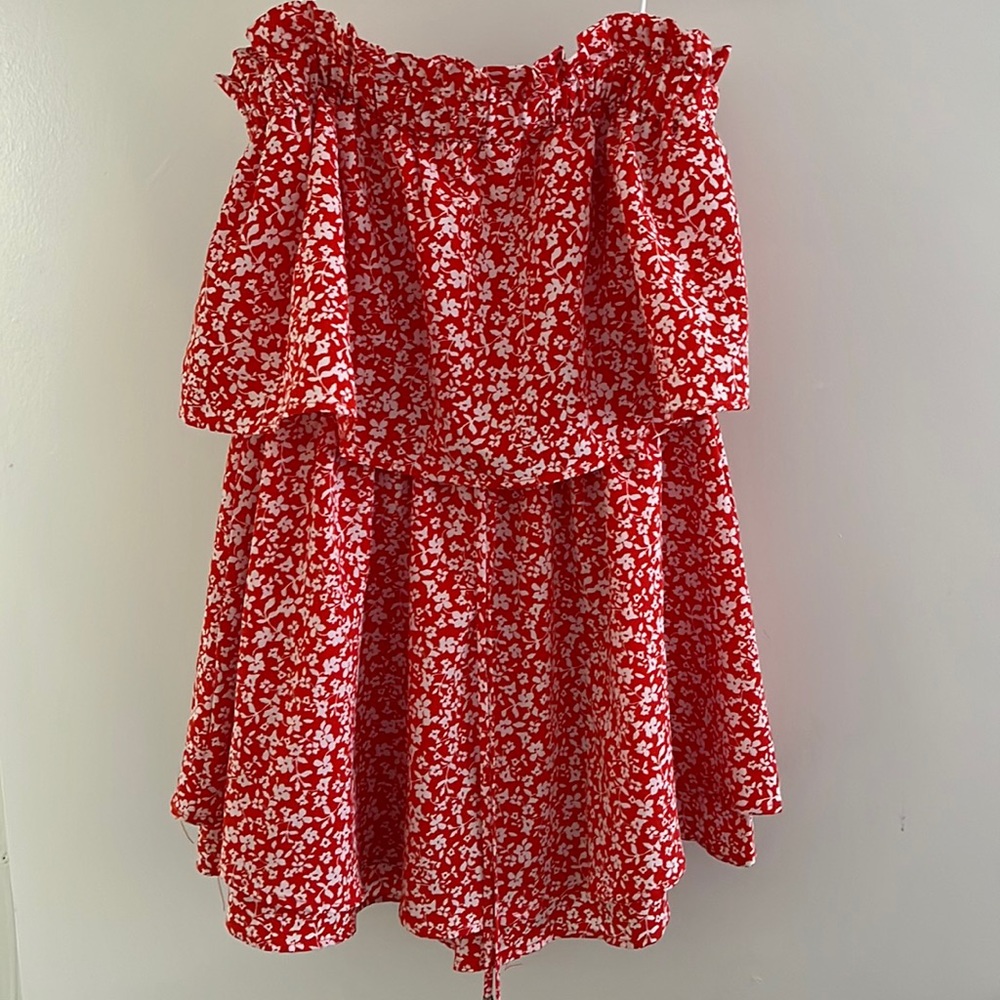 Pink Lily coral strapless dress